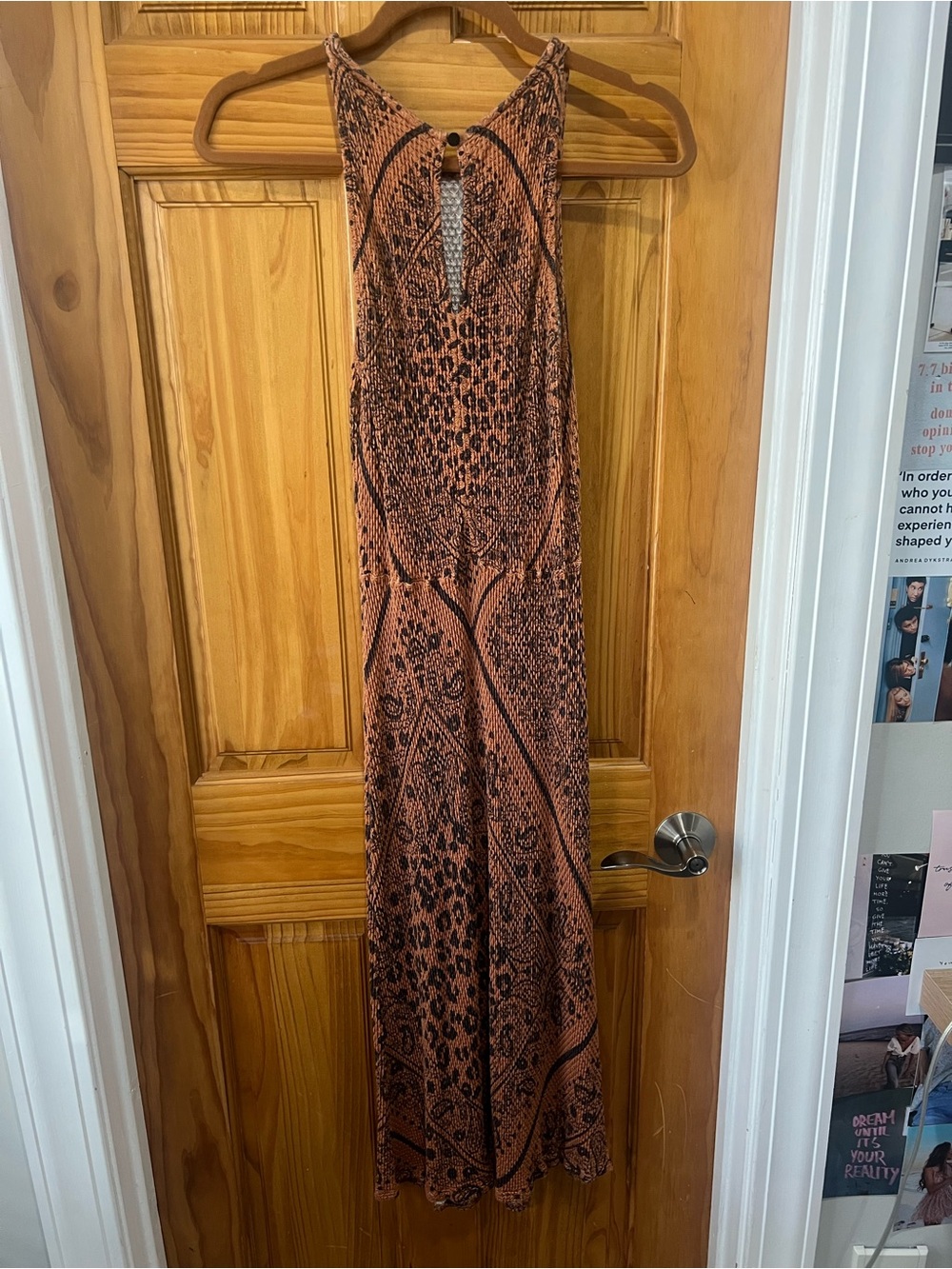 Farm Rio for Anthropologie sleeveless Rust Animal-Print Maxi Dress